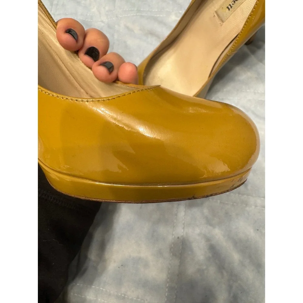 L.K.‎ Bennett London Gold Patent Leather Platform Heels Size 37